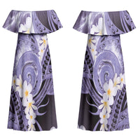 Piko Hawaiian Couples Matching Off Shoulder Maxi Dress and Long Sleeve Button Shirt Purple Galaxy Spiral Plumeria Tribal Patterns