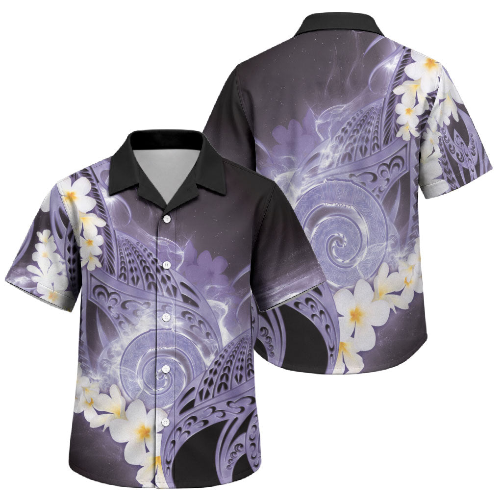 Piko Hawaiian Family Matching Puletasi and Hawaiian Shirt Purple Galaxy Spiral Plumeria Tribal Patterns