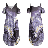 Piko Hawaiian Family Matching Summer Maxi Dress and Hawaiian Shirt Purple Galaxy Spiral Plumeria Tribal Patterns