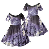 Piko Hawaiian Family Matching Summer Maxi Dress and Hawaiian Shirt Purple Galaxy Spiral Plumeria Tribal Patterns