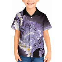 Piko Hawaiian Kid Hawaiian Shirt Purple Galaxy Spiral Plumeria Tribal Patterns