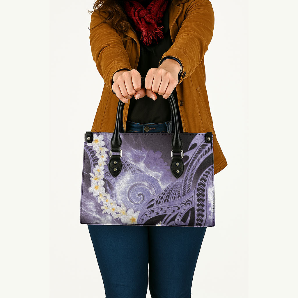Piko Hawaiian Leather Bag Purple Galaxy Spiral Plumeria Tribal Patterns