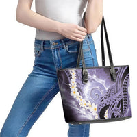 Piko Hawaiian Leather Tote Bag Purple Galaxy Spiral Plumeria Tribal Patterns