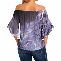 Piko Hawaiian Off Shoulder Wrap Waist Top Purple Galaxy Spiral Plumeria Tribal Patterns DT05 - Polynesian Pride