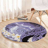 Piko Hawaiian Round Carpet Purple Galaxy Spiral Plumeria Tribal Patterns