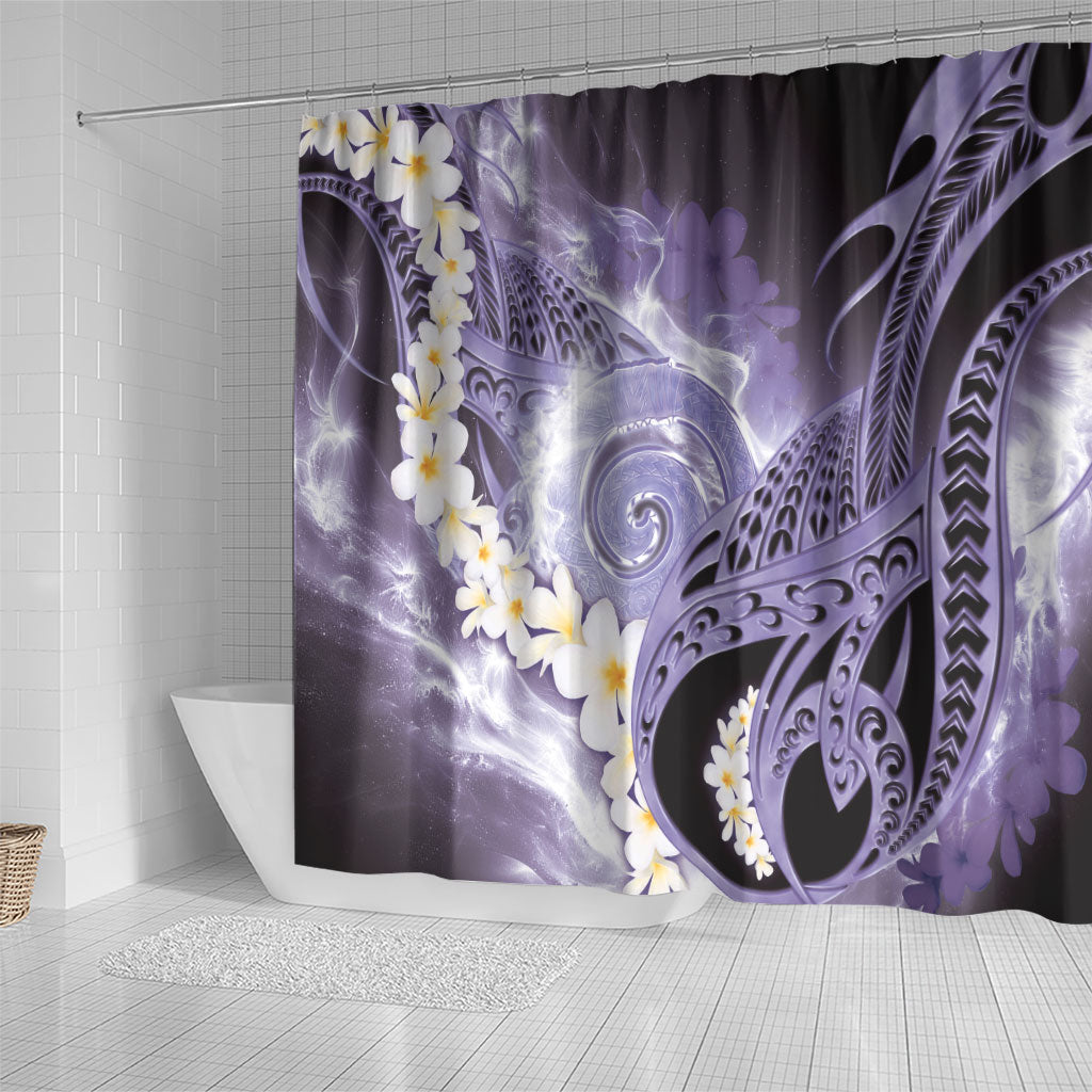 Piko Hawaiian Shower Curtain Purple Galaxy Spiral Plumeria Tribal Patterns