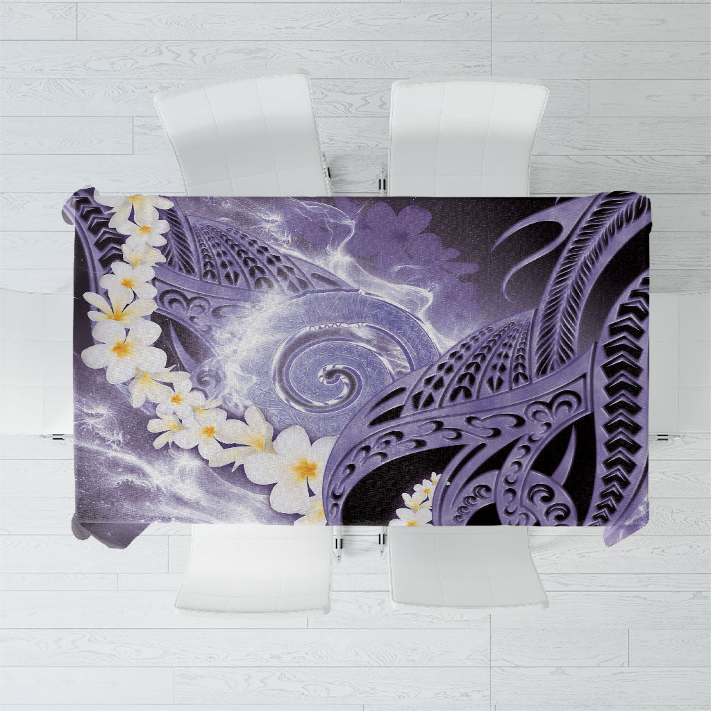 Piko Hawaiian Tablecloth Purple Galaxy Spiral Plumeria Tribal Patterns