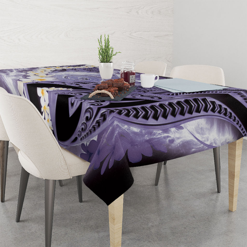 Piko Hawaiian Tablecloth Purple Galaxy Spiral Plumeria Tribal Patterns