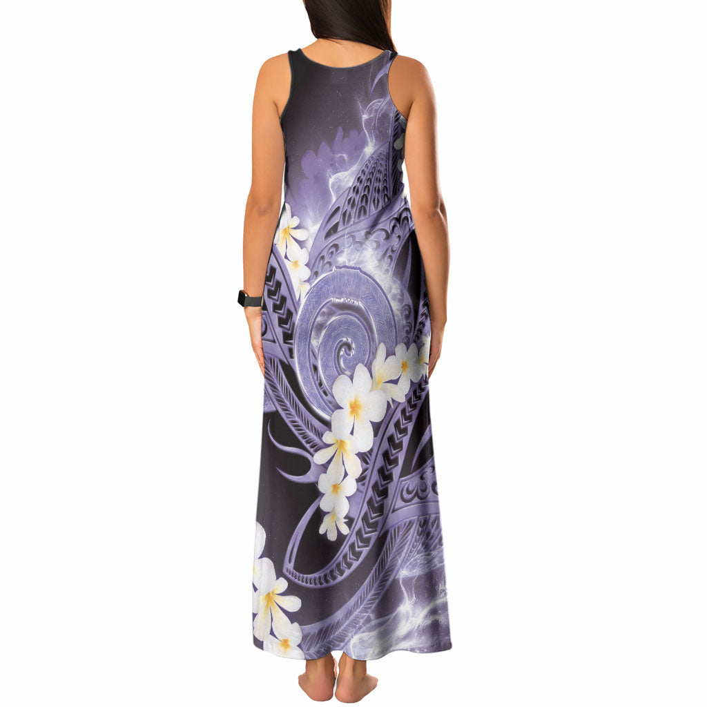Piko Hawaiian Tank Maxi Dress Purple Galaxy Spiral Plumeria Tribal Patterns
