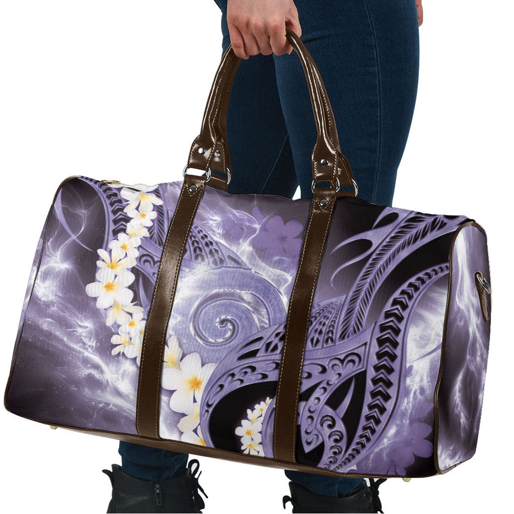 Piko Hawaiian Travel Bag Purple Galaxy Spiral Plumeria Tribal Patterns