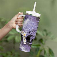 Piko Hawaiian Tumbler With Handle Purple Galaxy Spiral Plumeria Tribal Patterns