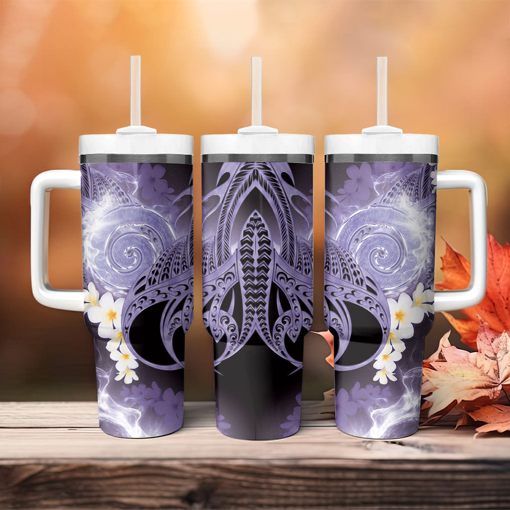Piko Hawaiian Tumbler With Handle Purple Galaxy Spiral Plumeria Tribal Patterns