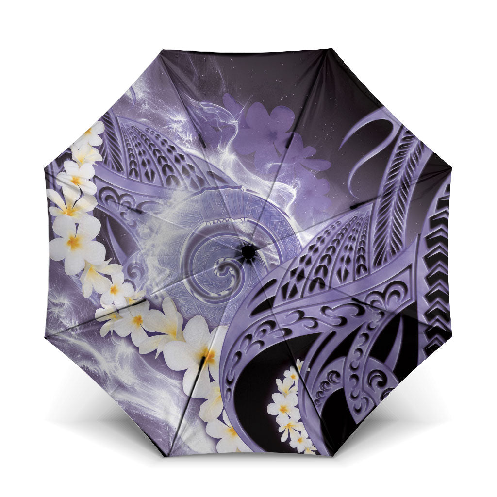 Piko Hawaiian Umbrella Purple Galaxy Spiral Plumeria Tribal Patterns DT05 One Size Folded 11.42 inch Opened Diameter 37.4 inch Purple - Polynesian Pride