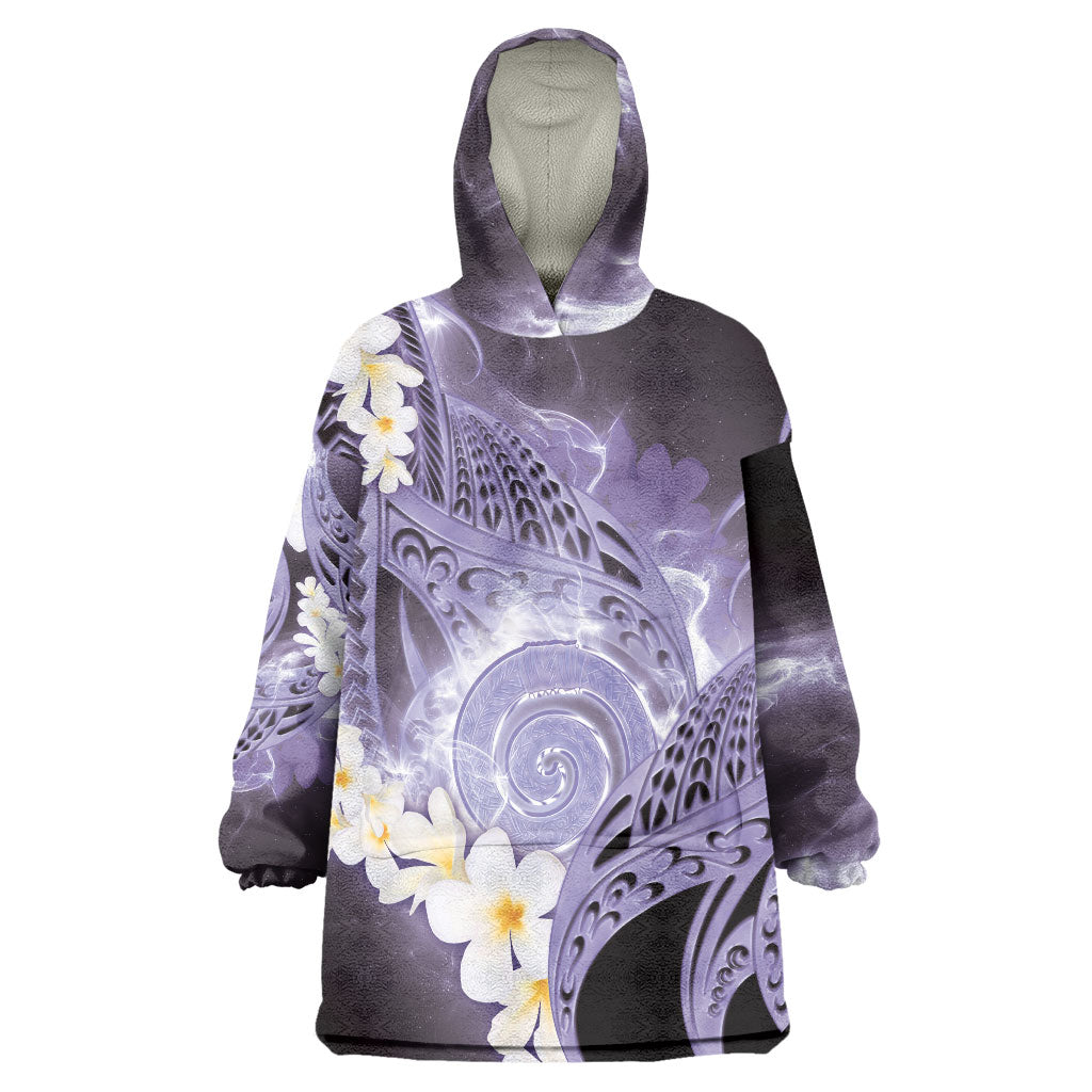 Piko Hawaiian Wearable Blanket Hoodie Purple Galaxy Spiral Plumeria Tribal Patterns