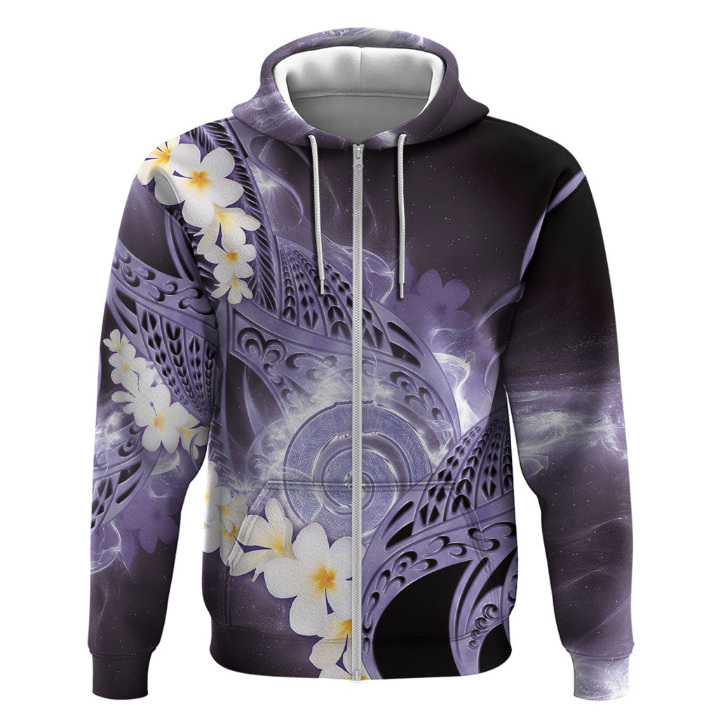 Piko Hawaiian Zip Hoodie Purple Galaxy Spiral Plumeria Tribal Patterns DT05 Zip Hoodie Purple - Polynesian Pride