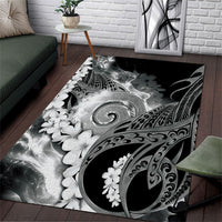 Piko Hawaiian Area Rug Monochrome Galaxy Spiral Plumeria Tribal Patterns
