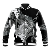 Piko Hawaiian Baseball Jacket Monochrome Galaxy Spiral Plumeria Tribal Patterns