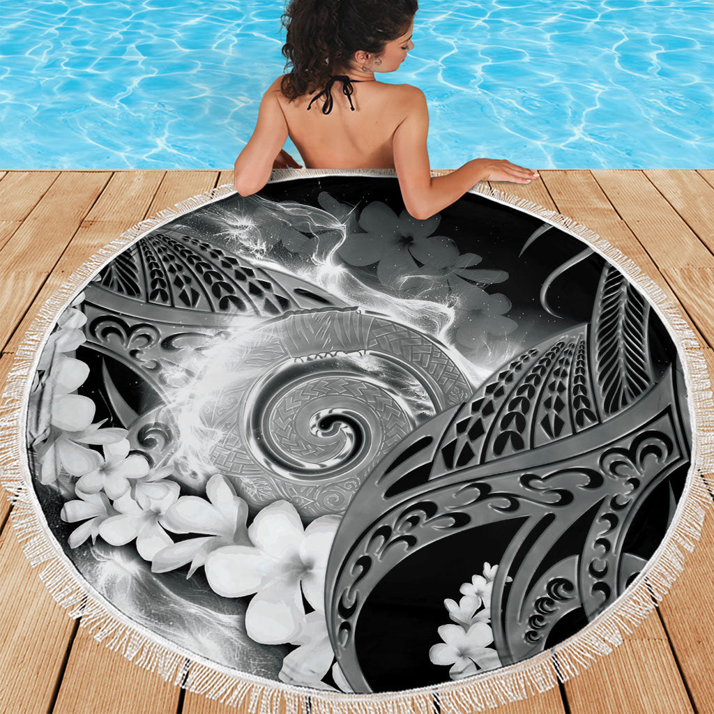 Piko Hawaiian Beach Blanket Monochrome Galaxy Spiral Plumeria Tribal Patterns