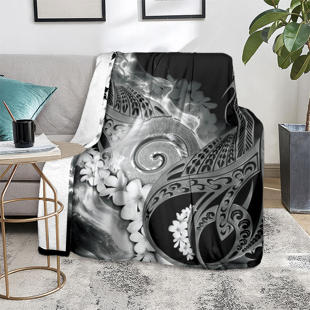 Piko Hawaiian Blanket Monochrome Galaxy Spiral Plumeria Tribal Patterns