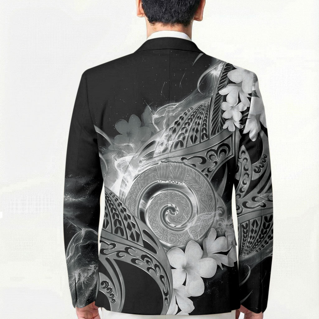 Piko Hawaiian Blazer Monochrome Galaxy Spiral Plumeria Tribal Patterns