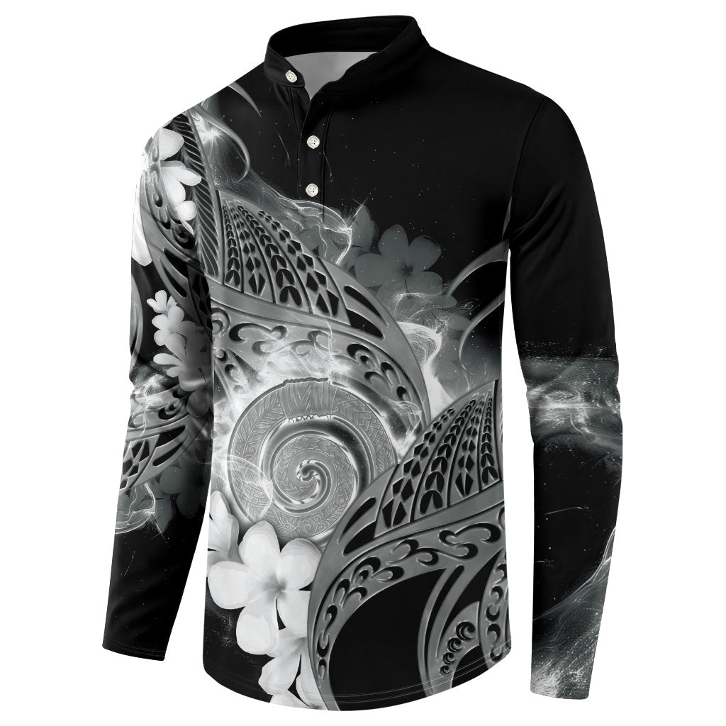 Piko Hawaiian Button Sweatshirt Monochrome Galaxy Spiral Plumeria Tribal Patterns