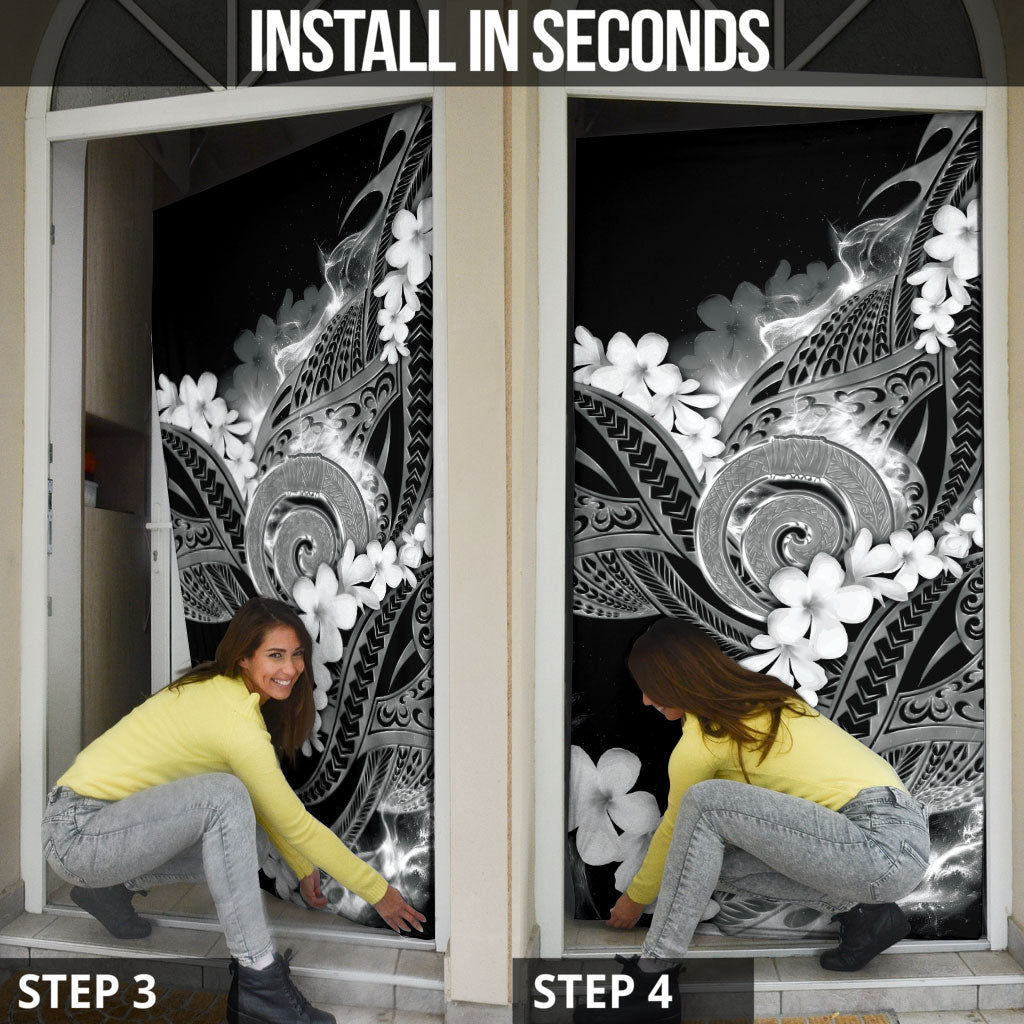 Piko Hawaiian Door Cover Monochrome Galaxy Spiral Plumeria Tribal Patterns