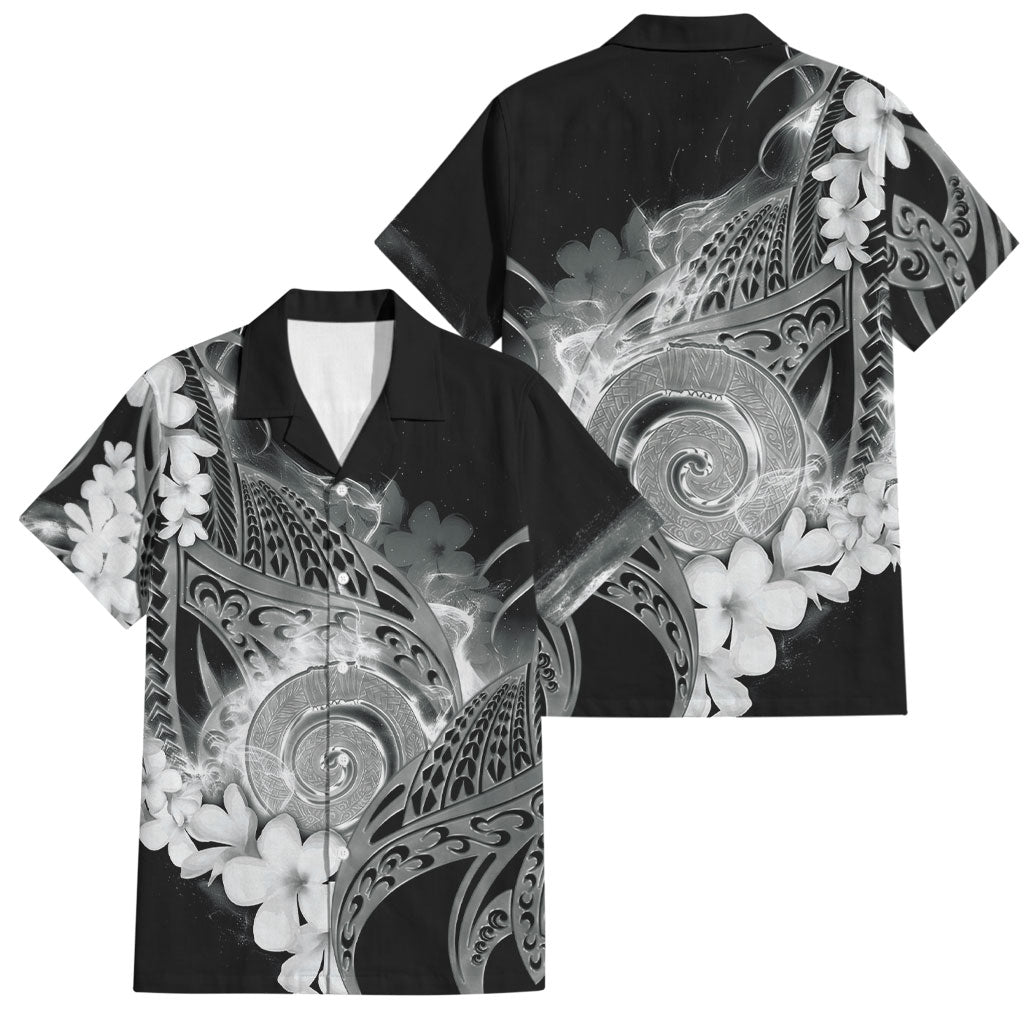 Piko Hawaiian Family Matching Mermaid Dress and Hawaiian Shirt Monochrome Galaxy Spiral Plumeria Tribal Patterns