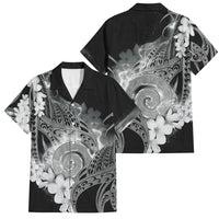 Piko Hawaiian Family Matching Off Shoulder Short Dress and Hawaiian Shirt Monochrome Galaxy Spiral Plumeria Tribal Patterns