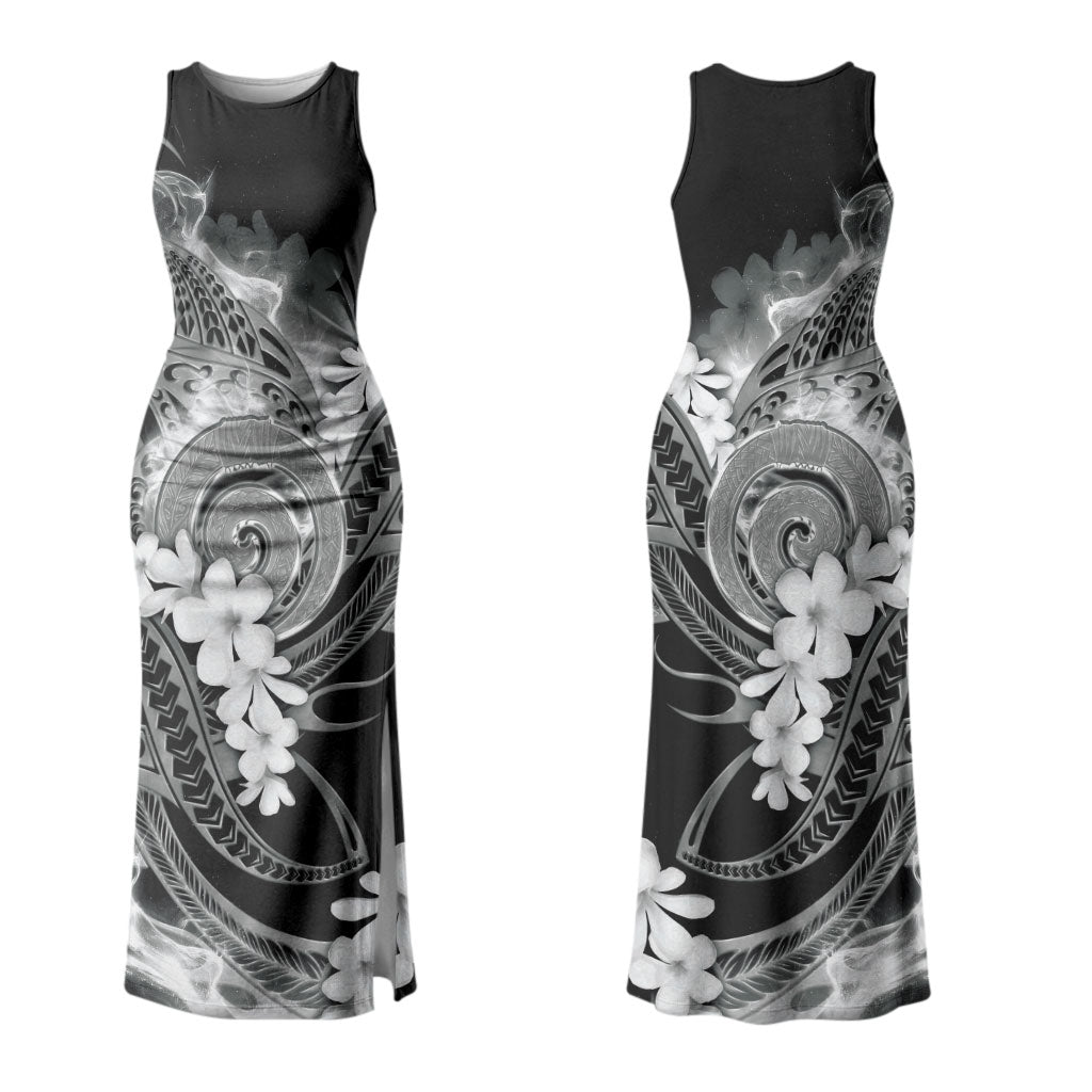 Piko Hawaiian Family Matching Tank Maxi Dress and Hawaiian Shirt Monochrome Galaxy Spiral Plumeria Tribal Patterns