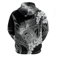 Piko Hawaiian Hoodie Monochrome Galaxy Spiral Plumeria Tribal Patterns
