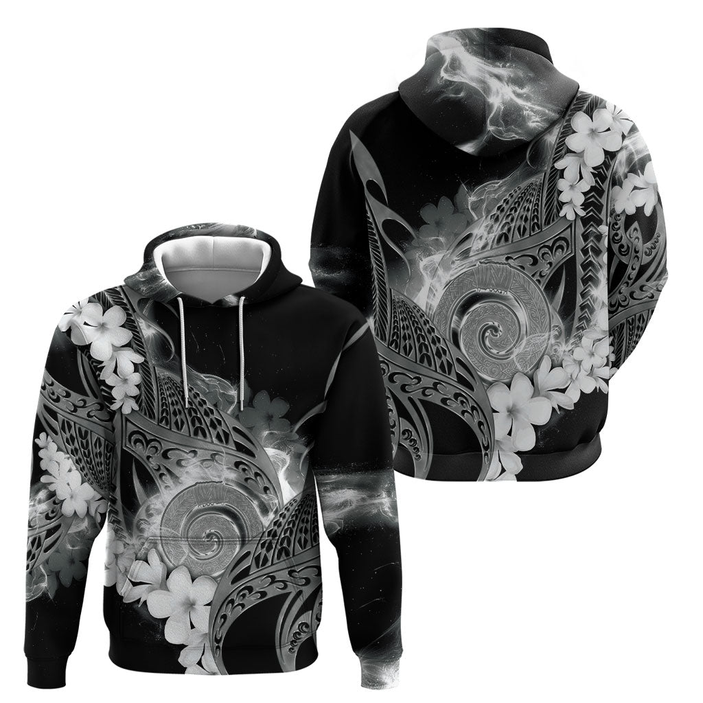 Piko Hawaiian Hoodie Monochrome Galaxy Spiral Plumeria Tribal Patterns