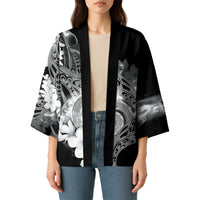 Piko Hawaiian Kimono Monochrome Galaxy Spiral Plumeria Tribal Patterns