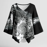 Piko Hawaiian Kimono Sleeve Blouse Monochrome Galaxy Spiral Plumeria Tribal Patterns