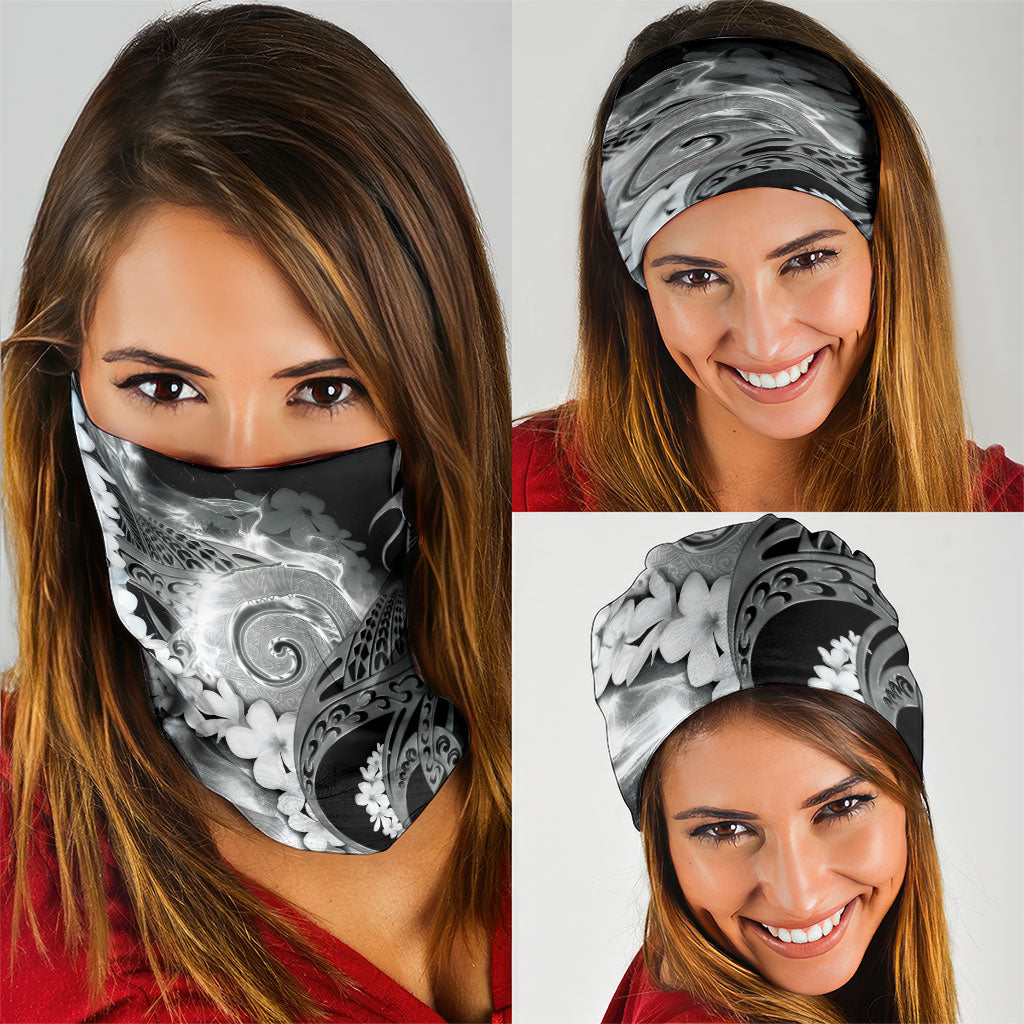 Piko Hawaiian Neck Gaiter Monochrome Galaxy Spiral Plumeria Tribal Patterns