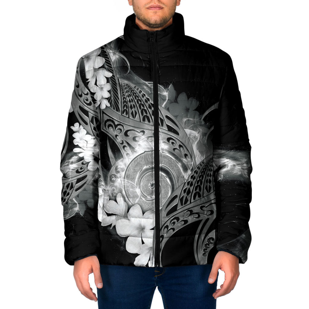 Piko Hawaiian Padded Jacket Monochrome Galaxy Spiral Plumeria Tribal Patterns DT05 Men Black - Polynesian Pride