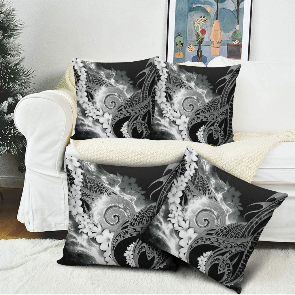 Piko Hawaiian Pillow Cover Monochrome Galaxy Spiral Plumeria Tribal Patterns