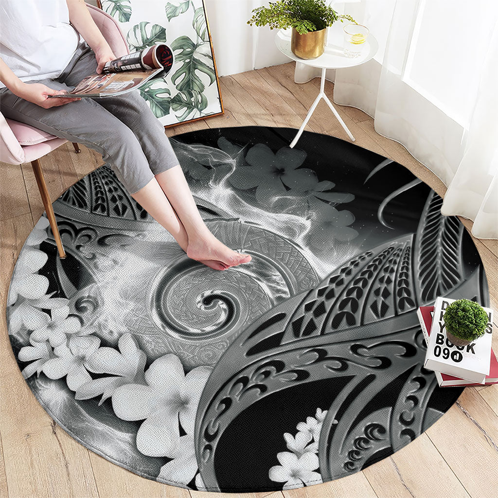 Piko Hawaiian Round Carpet Monochrome Galaxy Spiral Plumeria Tribal Patterns