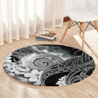 Piko Hawaiian Round Carpet Monochrome Galaxy Spiral Plumeria Tribal Patterns