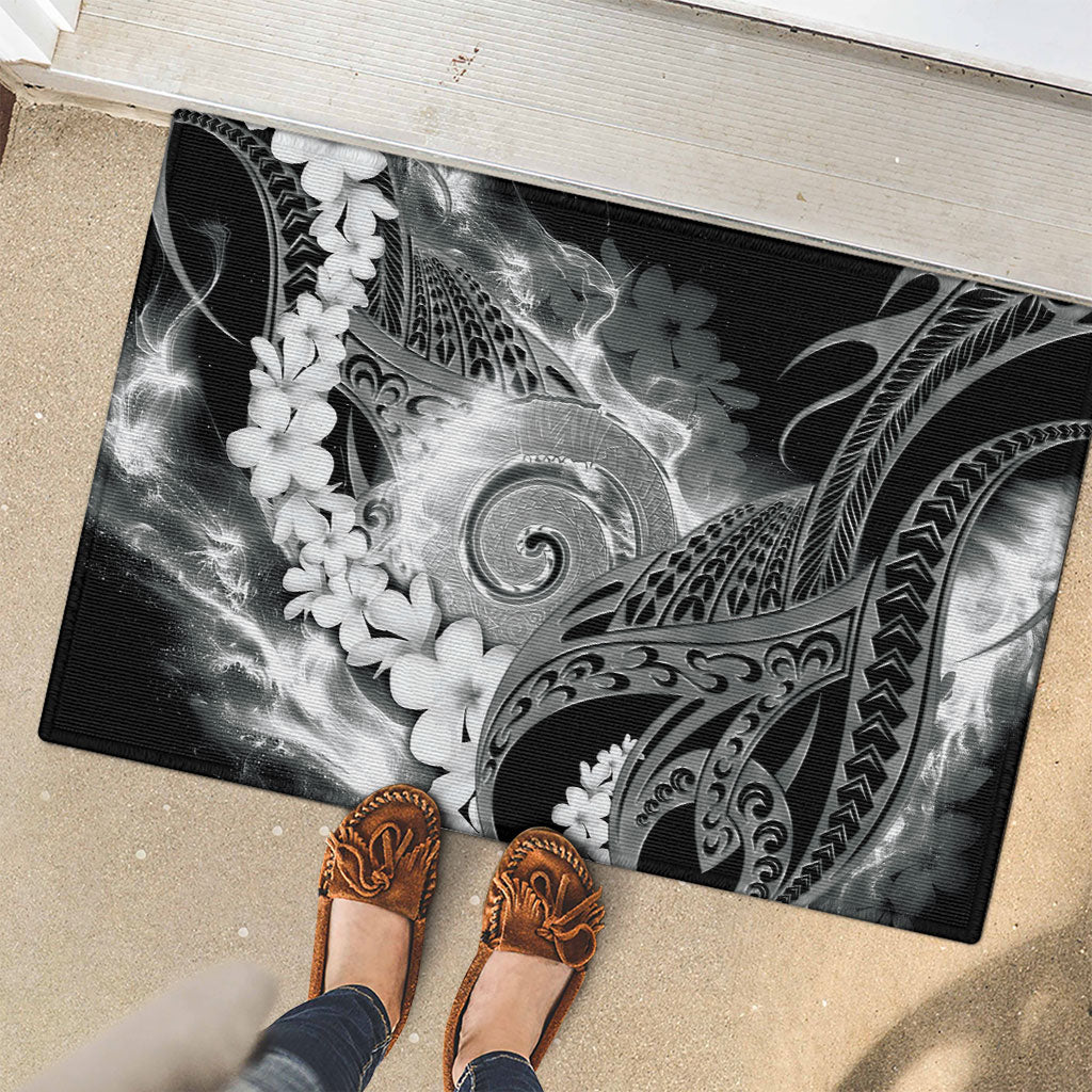 Piko Hawaiian Rubber Doormat Monochrome Galaxy Spiral Plumeria Tribal Patterns