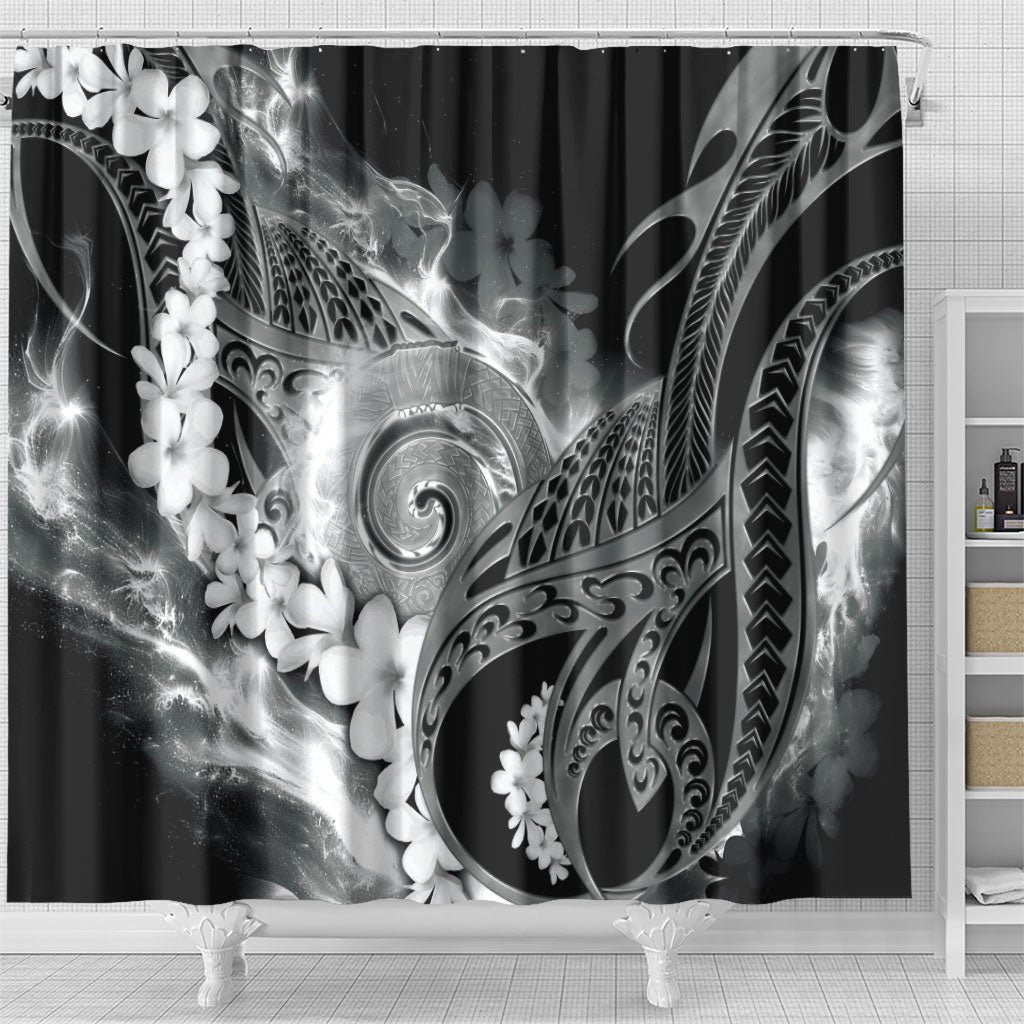 Piko Hawaiian Shower Curtain Monochrome Galaxy Spiral Plumeria Tribal Patterns