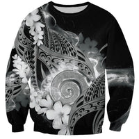 Piko Hawaiian Sweatshirt Monochrome Galaxy Spiral Plumeria Tribal Patterns