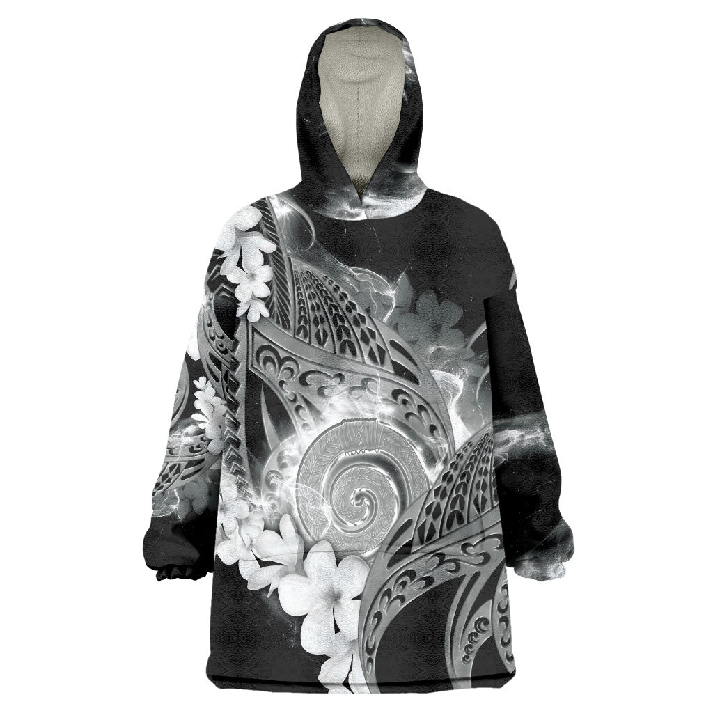 Piko Hawaiian Wearable Blanket Hoodie Monochrome Galaxy Spiral Plumeria Tribal Patterns