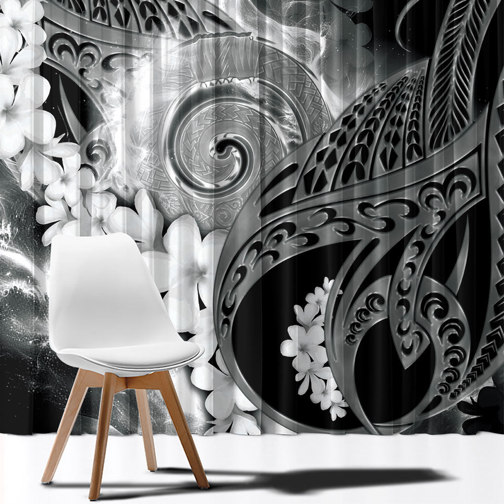 Piko Hawaiian Window Curtain Monochrome Galaxy Spiral Plumeria Tribal Patterns