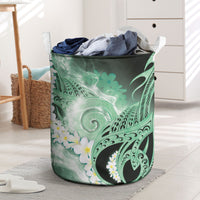 Piko Hawaiian Laundry Basket Green Galaxy Spiral Plumeria Tribal Patterns