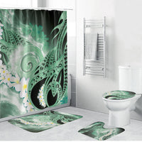 Piko Hawaiian Bathroom Set Green Galaxy Spiral Plumeria Tribal Patterns