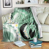 Piko Hawaiian Blanket Green Galaxy Spiral Plumeria Tribal Patterns