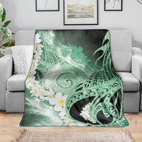 Piko Hawaiian Blanket Green Galaxy Spiral Plumeria Tribal Patterns