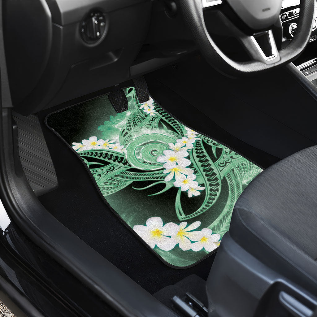 Piko Hawaiian Car Mats Green Galaxy Spiral Plumeria Tribal Patterns