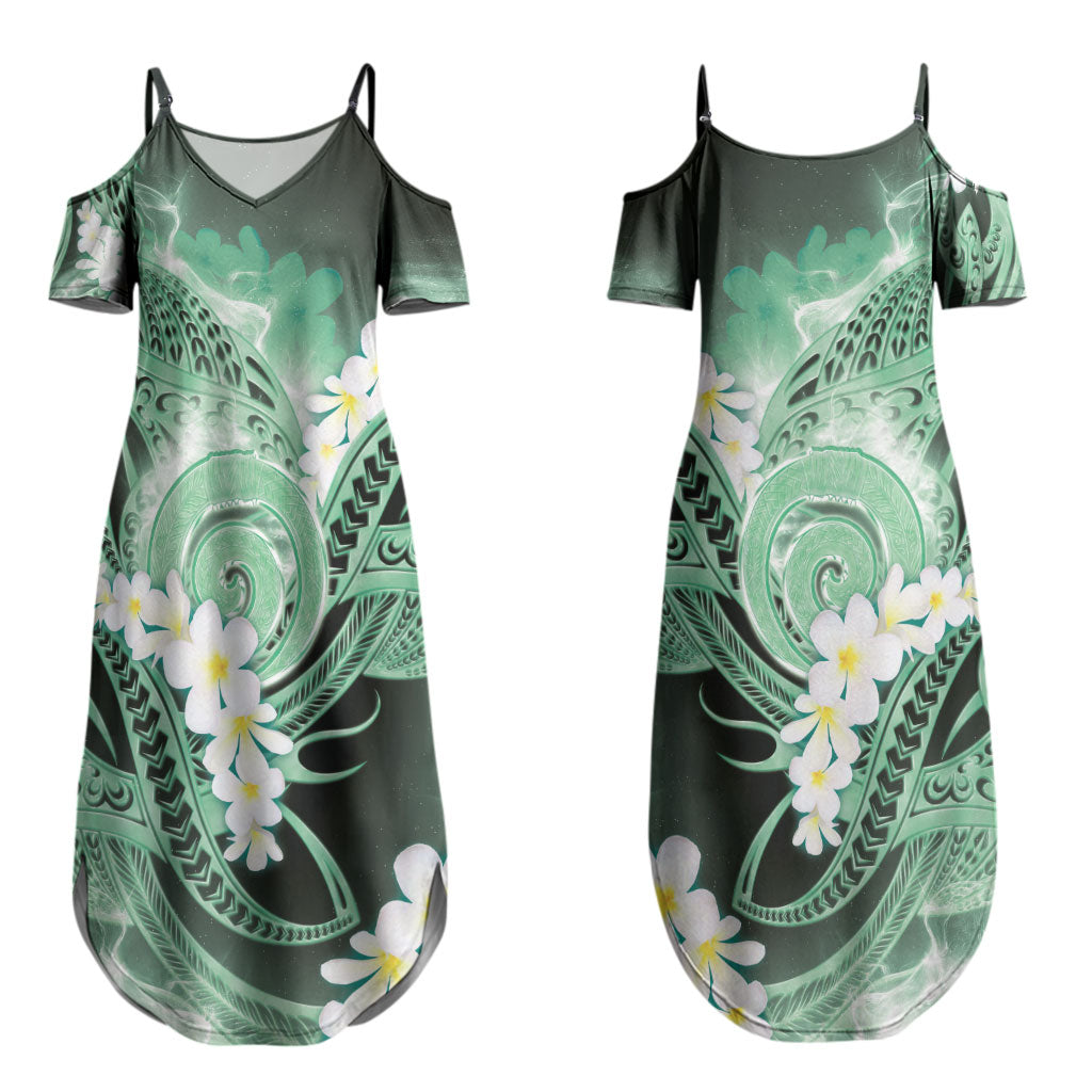 Piko Hawaiian Couples Matching Summer Maxi Dress and Hawaiian Shirt Green Galaxy Spiral Plumeria Tribal Patterns