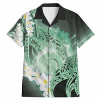 Piko Hawaiian Hawaiian Shirt Green Galaxy Spiral Plumeria Tribal Patterns